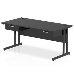Impulse Cantilever Straight Desk Black Frame With Two One Drawer Fixed Pedestals - image 2