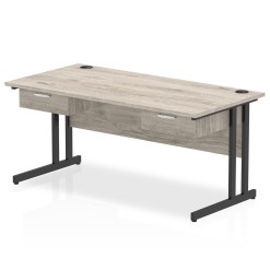 Impulse Cantilever Straight Desk Black Frame With Two One Drawer Fixed Pedestals - image 3