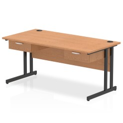 Impulse Cantilever Straight Desk Black Frame With Two One Drawer Fixed Pedestals - image 5