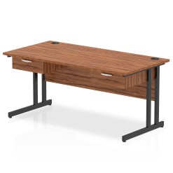 Impulse Cantilever Straight Desk Black Frame With Two One Drawer Fixed Pedestals - image 7