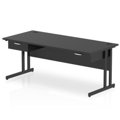 Impulse Cantilever Straight Desk Black Frame With Two One Drawer Fixed Pedestals - image 9