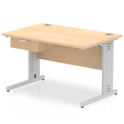 Impulse Cable Managed Straight Desk Silver Frame With Single One Drawer Fixed Pedestal - image 4
