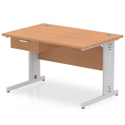 Impulse Cable Managed Straight Desk Silver Frame With Single One Drawer Fixed Pedestal - image 5