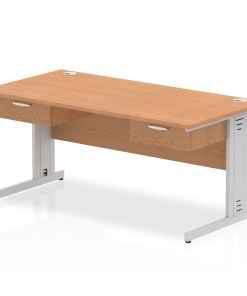 Impulse Cable Managed Straight Desk Silver Frame With Two One Drawer Fixed Pedestals