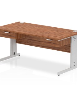 Impulse Cable Managed Straight Desk Silver Frame With Two One Drawer Fixed Pedestals