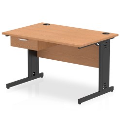 Impulse Cable Managed Straight Desk Black Frame With Single One Drawer Fixed Pedestal - image 5