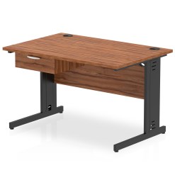 Impulse Cable Managed Straight Desk Black Frame With Single One Drawer Fixed Pedestal - image 7
