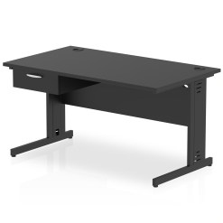 Impulse Cable Managed Straight Desk Black Frame With Single One Drawer Fixed Pedestal - image 9