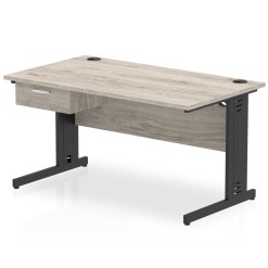Impulse Cable Managed Straight Desk Black Frame With Single One Drawer Fixed Pedestal - image 10