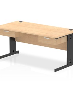 Impulse Cable Managed Straight Desk Black Frame With Two One Drawer Fixed Pedestals