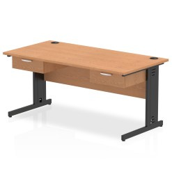 Impulse Cable Managed Straight Desk Black Frame With Two One Drawer Fixed Pedestals - image 5