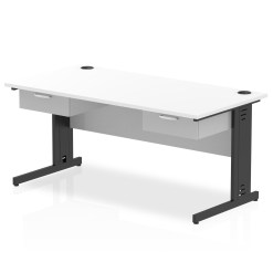 Impulse Cable Managed Straight Desk Black Frame With Two One Drawer Fixed Pedestals - image 6