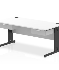 Impulse Cable Managed Straight Desk Black Frame With Two One Drawer Fixed Pedestals