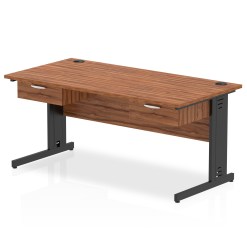 Impulse Cable Managed Straight Desk Black Frame With Two One Drawer Fixed Pedestals - image 7