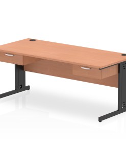 Impulse Cable Managed Straight Desk Black Frame With Two One Drawer Fixed Pedestals