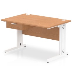 Impulse Cable Managed Straight Desk White Frame With Single One Drawer Fixed Pedestal - image 5