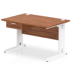 Impulse Cable Managed Straight Desk White Frame With Single One Drawer Fixed Pedestal - image 7