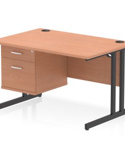 Impulse 1200mm Cantilever Straight Desk With Single Fixed Pedestal