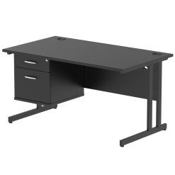 Impulse 1400mm Cantilever Straight Desk With Single Fixed Pedestal - image 6