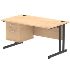 Impulse 1400mm Cantilever Straight Desk With Single Fixed Pedestal - image 9