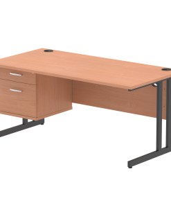 Impulse 1600mm Cantilever Straight Desk With Single Fixed Pedestal
