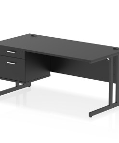 Impulse 1600mm Cantilever Straight Desk With Single Fixed Pedestal