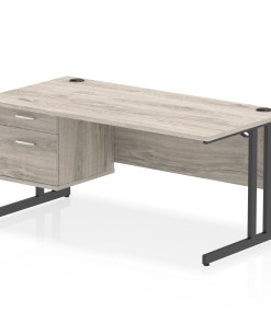Impulse 1600mm Cantilever Straight Desk With Single Fixed Pedestal