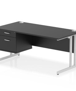 Impulse 1600mm Cantilever Straight Desk With Single Fixed Pedestal