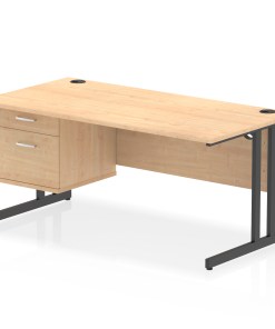 Impulse 1600mm Cantilever Straight Desk With Single Fixed Pedestal