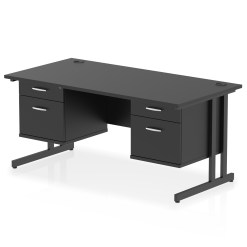 Impulse 1600mm Cantilever Straight Desk With Two Fixed Pedestal - image 8
