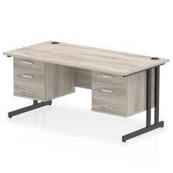 Impulse 1600mm Cantilever Straight Desk With Two Fixed Pedestal - image 9