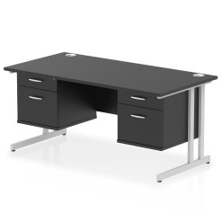 Impulse 1600mm Cantilever Straight Desk With Two Fixed Pedestal - image 10