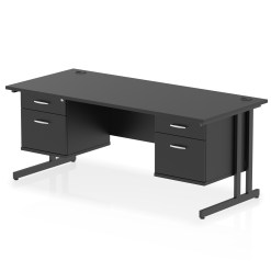 Impulse 1800mm Cantilever Straight Desk With Two Fixed Pedestal - image 8