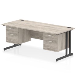 Impulse 1800mm Cantilever Straight Desk With Two Fixed Pedestal - image 9