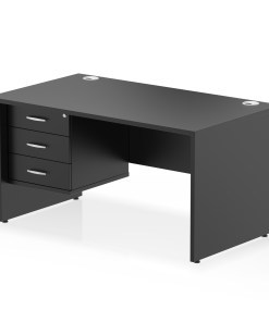 Impulse 1400mm Panel End Straight Desk With Single Fixed Pedestal