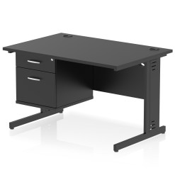 Impulse 1200mm Cable Managed Straight Desk With Single Fixed Pedestal - image 6
