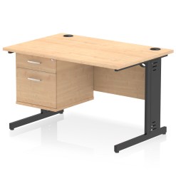 Impulse 1200mm Cable Managed Straight Desk With Single Fixed Pedestal - image 9
