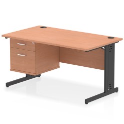 Impulse 1400mm Cable Managed Straight Desk With Single Fixed Pedestal - image 5