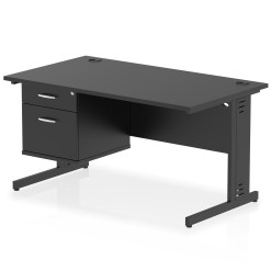 Impulse 1400mm Cable Managed Straight Desk With Single Fixed Pedestal - image 6