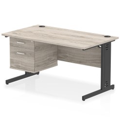 Impulse 1400mm Cable Managed Straight Desk With Single Fixed Pedestal - image 7