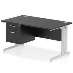 Impulse 1400mm Cable Managed Straight Desk With Single Fixed Pedestal - image 8