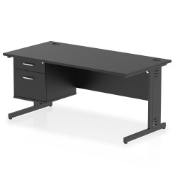 Impulse 1600mm Cable Managed Straight Desk With Single Fixed Pedestal - image 6