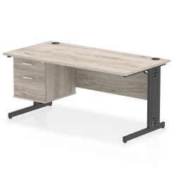Impulse 1600mm Cable Managed Straight Desk With Single Fixed Pedestal - image 7