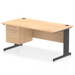 Impulse 1600mm Cable Managed Straight Desk With Single Fixed Pedestal - image 9