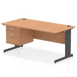 Impulse 1600mm Cable Managed Straight Desk With Single Fixed Pedestal - image 10
