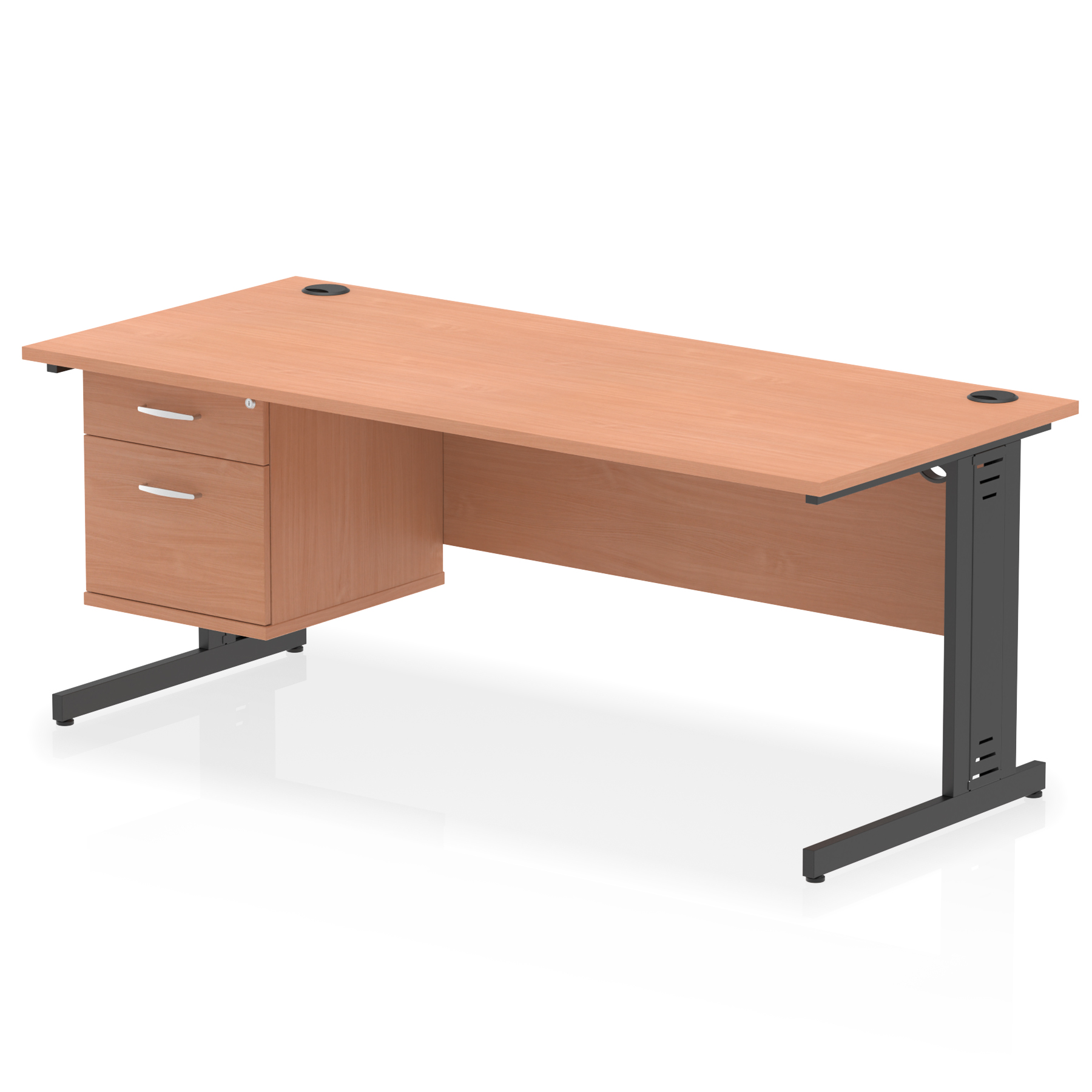 Impulse 1800mm Cable Managed Straight Desk With Single Fixed Pedestal - image 5