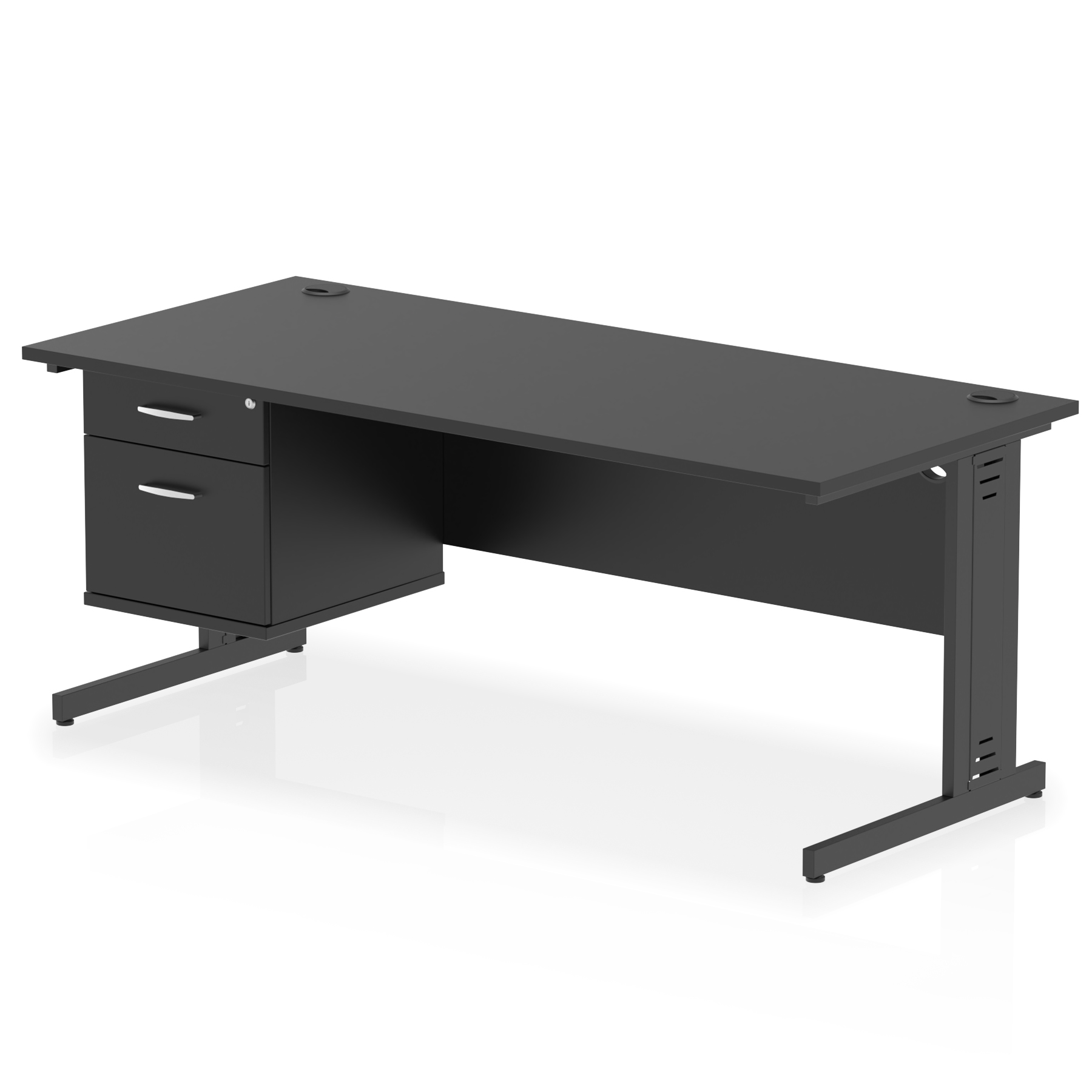 Impulse 1800mm Cable Managed Straight Desk With Single Fixed Pedestal - image 6