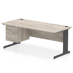 Impulse 1800mm Cable Managed Straight Desk With Single Fixed Pedestal - image 7