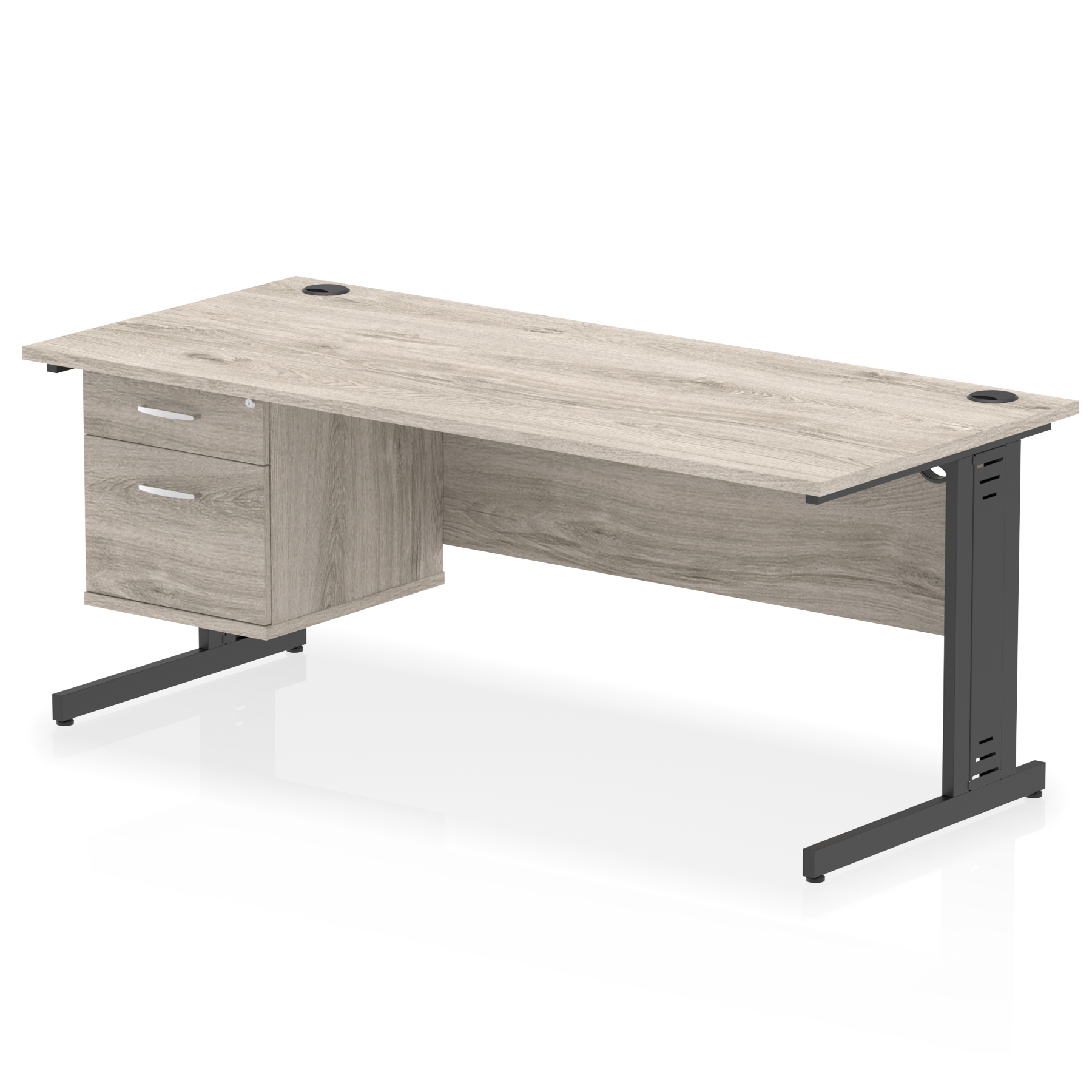 Impulse 1800mm Cable Managed Straight Desk With Single Fixed Pedestal - image 7