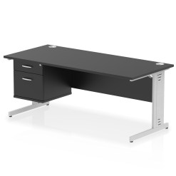 Impulse 1800mm Cable Managed Straight Desk With Single Fixed Pedestal - image 8